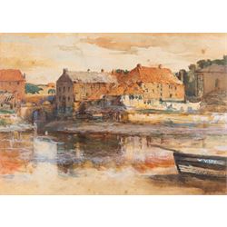 Alfred George Morgan (British 1848-1930): View Over Whitby and Dockyard, two watercolours signed, 34cm x 52cm and 23cm x 33cm (2)