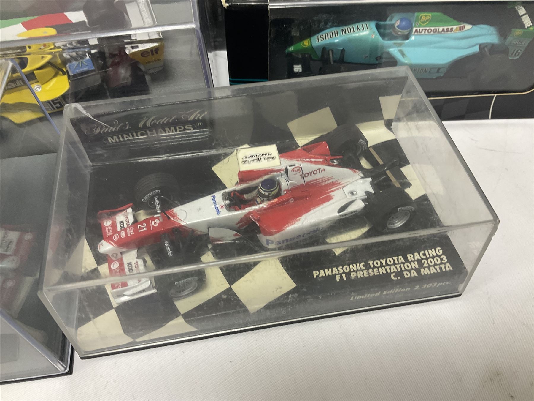 Panini Formula 1 The Car Collection - twelve die-cast models including ten in unopened packaging with periodical; all models in plastic display boxes; and eight other boxed die-cast models of racing cars by Corgi, Onyx, Classico, Minichamps etc (20)
