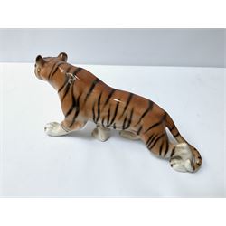 Royal Dux, tiger, with embossed pink triangle and printed mark beneath, L42cm