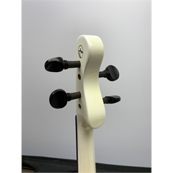 Fender white and black electric violin with 35.5cm back, serial no.KD00060342, 59cm overall, in original Fender fitted hard carrying case with bow