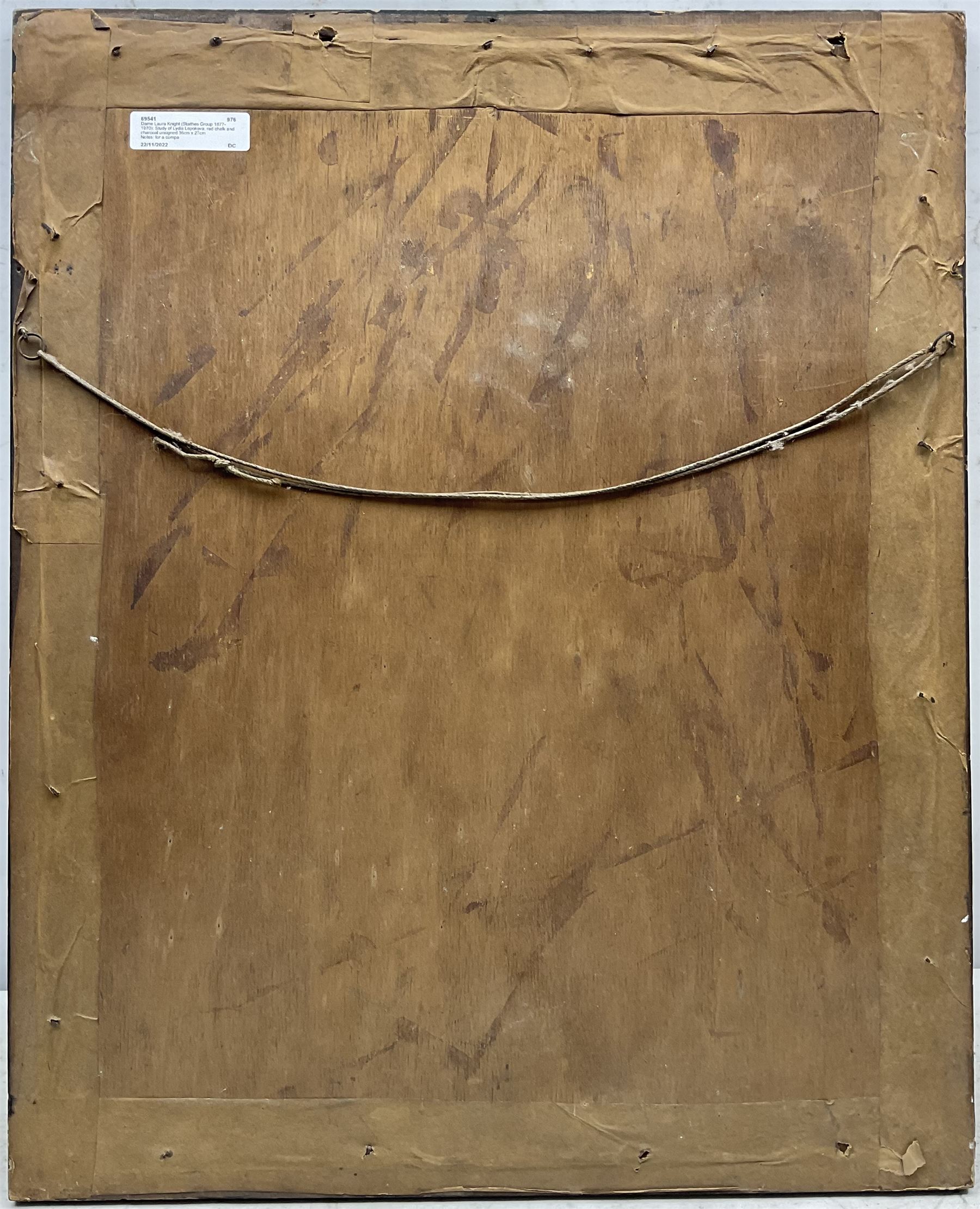 Dame Laura Knight (Staithes Group 1877-1970): Study of Lydia Lopokova, red chalk and charcoal unsigned 36cm x 27cm
Notes: for a comparison of style and materials see Knight's portrait of 2nd Lieut Francis Jack Chown, 1st Sqdn, RFC dated 1917. Lopokova was a model favoured by Knight on several occasions