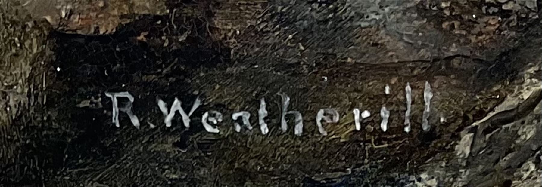 Richard Weatherill (British 1844-1913): Whitby Harbour with Sailing Boats and Steam Ship at Low Tide, oil on canvas signed 44cm x 76cm
Notes: this is a near identical view to the one sold by David Duggleby Ltd 6th November 2020 Lot 96, which at 60cm x 90cm was the largest work by Weatherill to have come on the market in the last 20 years