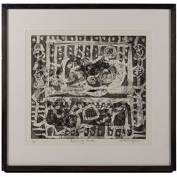 Kane Cunningham (British 1961-): 'Reclining Nude', limited edition etching with aquatint signed titled and numbered 1/60 in pencil 29.5cm x 33cm
