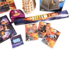 Doctor Who collectables including K-9 cookie jar, remote controlled Dalek, Interactive Electronic Board Game, air fresheners, coasters, etc