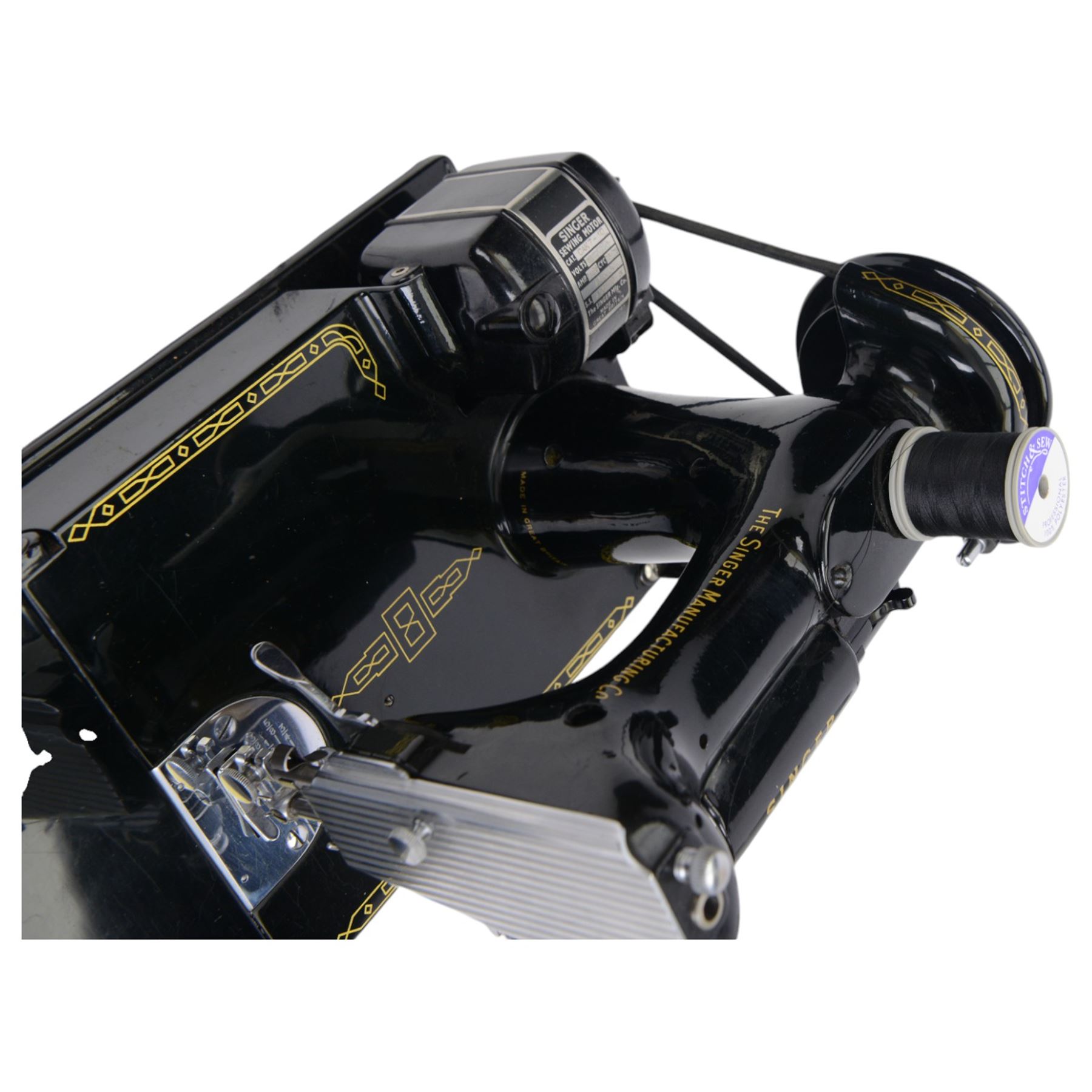 Singer 221K electric sewing machine, with case and accessories