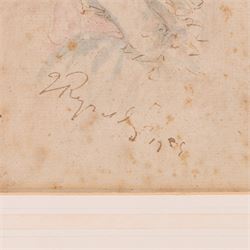 Follower of Joshua Reynolds (British 1723-1792): Studies of Young Women, set of four pen ink and colour wash drawings bearing signature and dated 1759, 20cm x 13cm - 15cm x 9cm (4)