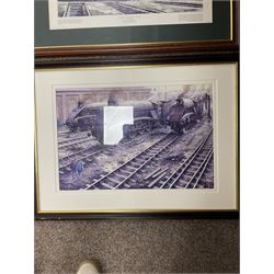 John Edwin Wigston (British 1939-): 'The Spirit of the North Eastern' '60163 Tornado' and four other Railway Prints, black and white and coloured prints signed in pencil max 35cm x 53cm (6)