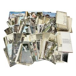 Large quantity of Edwardian and later postcards and paper ephemera, mainly topographical including real photographic street scenes, shop front, traction engine etc