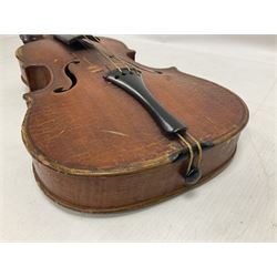 Michael Lindsay of Stockton-on-Tees violin, dated 1904 on the label and stamped on the neck, full length 60cm In a later soft case