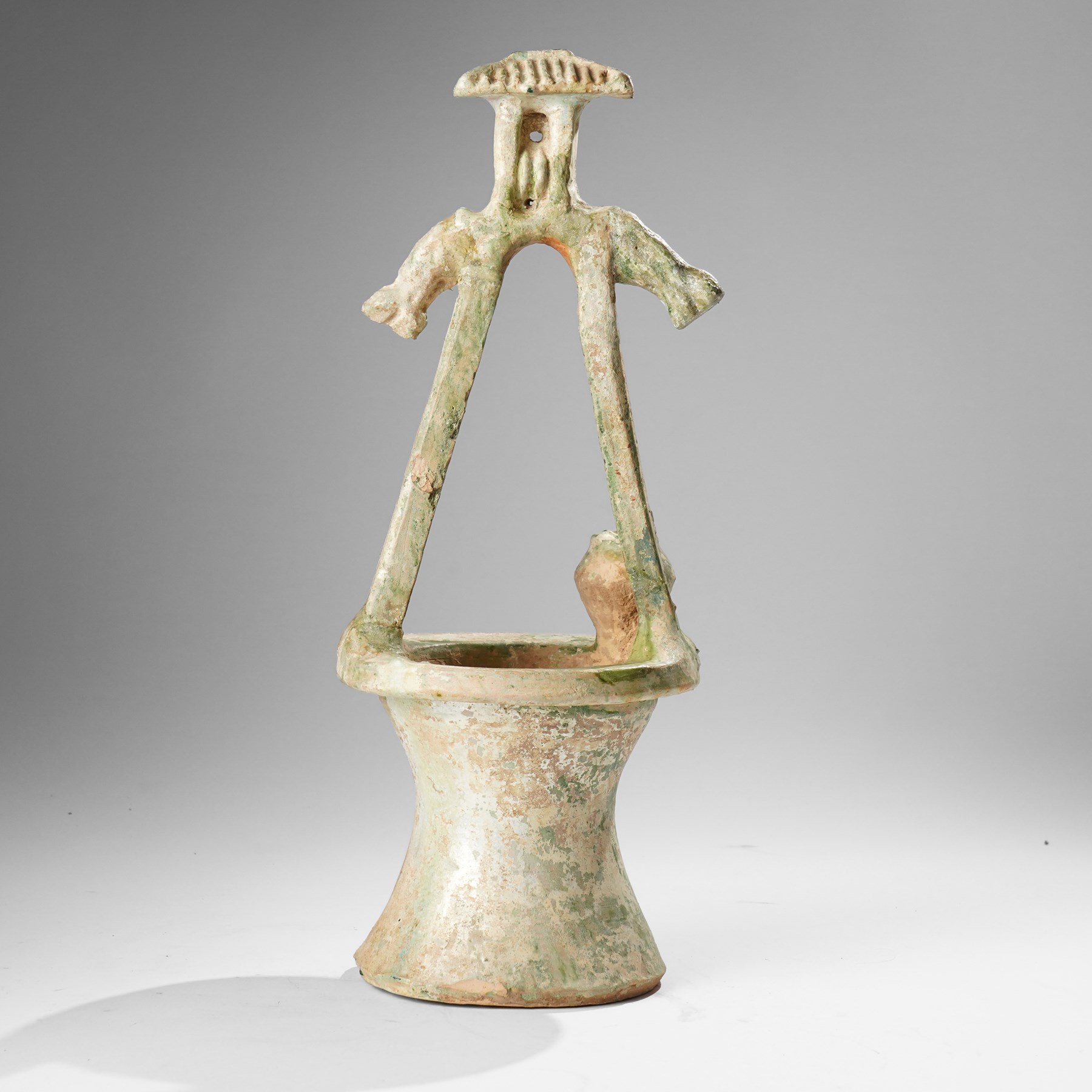 Chinese green glazed model of a well, probably Han dynasty, H44cm 