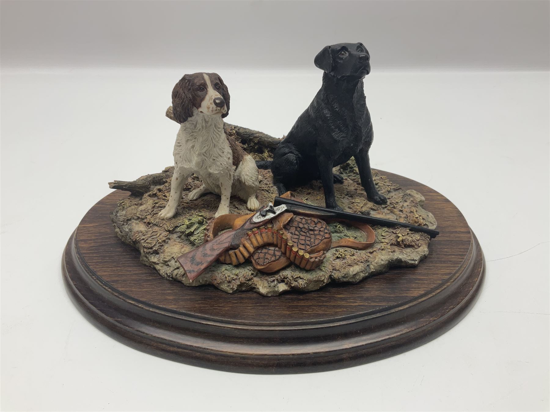 Four Country Artists figures, comprising Shooting figure group by K.Sherwin, Gun dog figure group, First Brace - Labrador and First Brace - Springer, largest H35cm 
