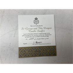 Royal Worcester limited edition 284/1817 St. George and the Dragon candle snuffer, with certificate, H9.5cm