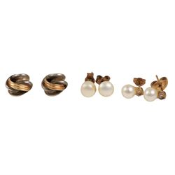 9ct gold stone set jewellery, including pendant necklace, ring and a collection of stud earrings, including some single studs and an 8ct gold ring