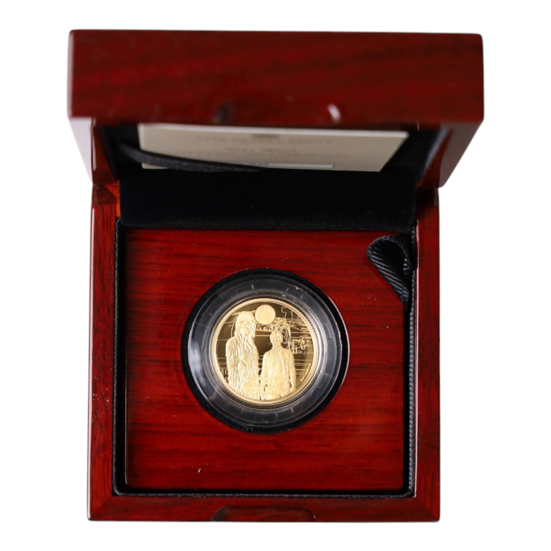 The Royal Mint United Kingdom 2024 'Star Wars Han Solo and Chewbacca' quarter ounce fine gold proof twenty five pound coin, cased and boxed with certificate