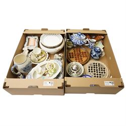 Two solitaire boards and mixed ceramics, including Royal Doulton teacup and saucer 