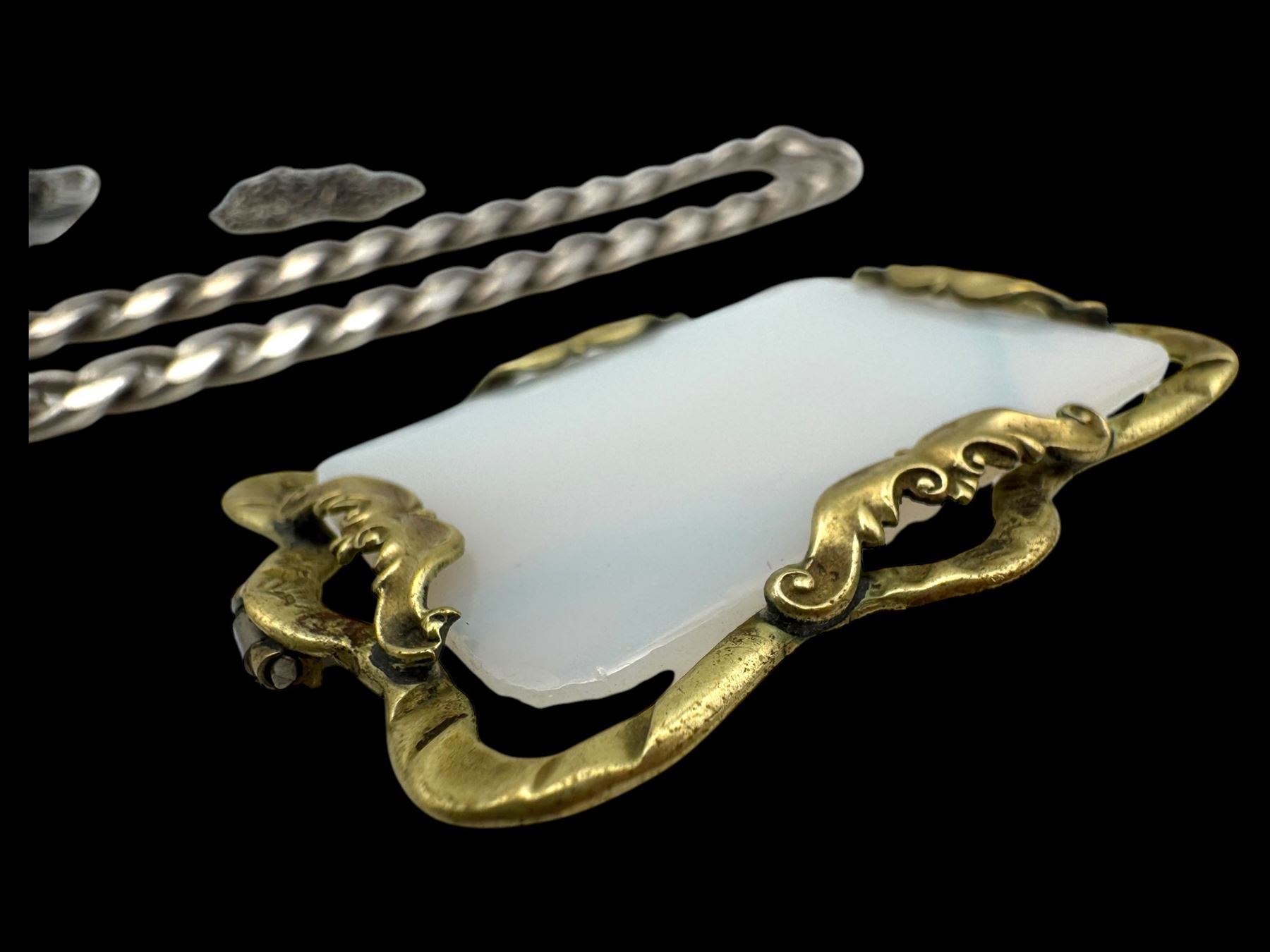 Rotary 9ct gold wristwatch on leather strap, silver jewellery including Albert chain, rings, blue john pendant, charms and chains etc