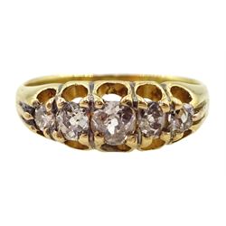 Early 20th century 18ct gold five stone old cut diamond ring, total diamond weight approx 0.55 carat