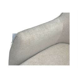 Contemporary tub armchair upholstered in beige fabric