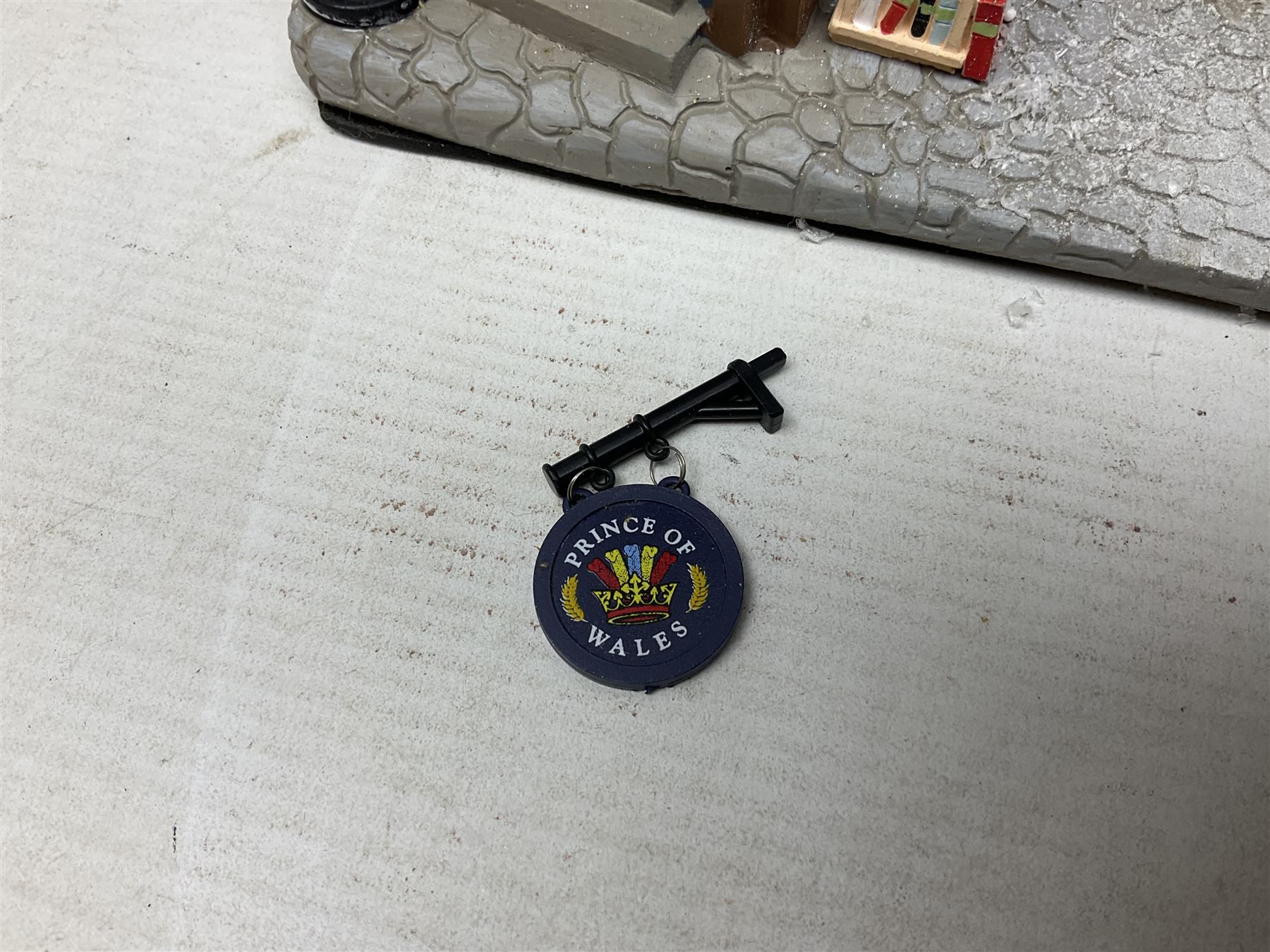 Christmas decorations; Lamax light up English Lane wall hanging, together with Lemax Frolic in the snow, Victorian parkway and other christmas signs and figures