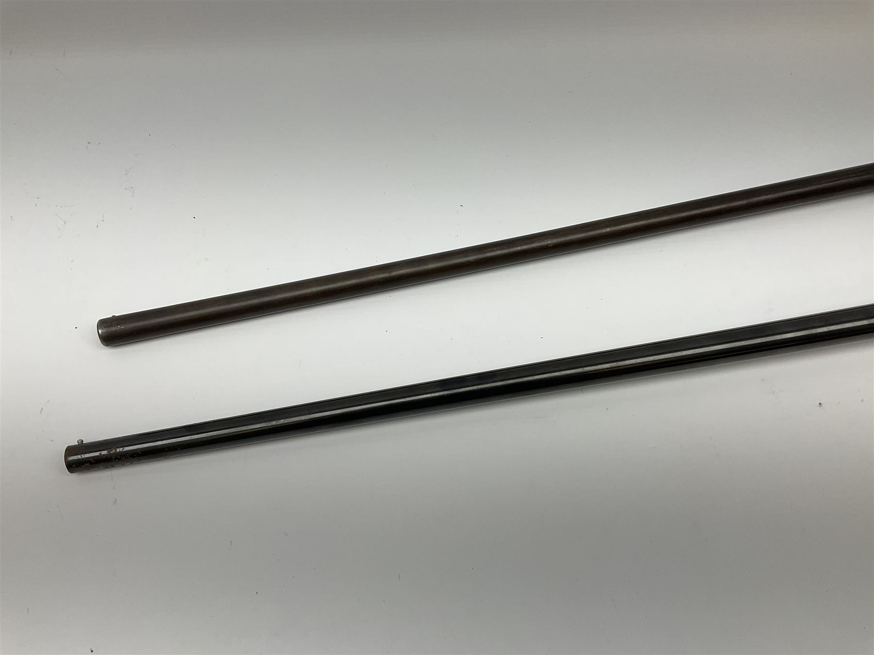 Webley & Scott .410 bolt action single barrel shotgun, no visible number L115cm overall; and Spanish .410 single barrel shotgun with 74.5cm barrel, serial no.54664 L117cm overall (2) SHOTGUN CERTIFICATE REQUIRED