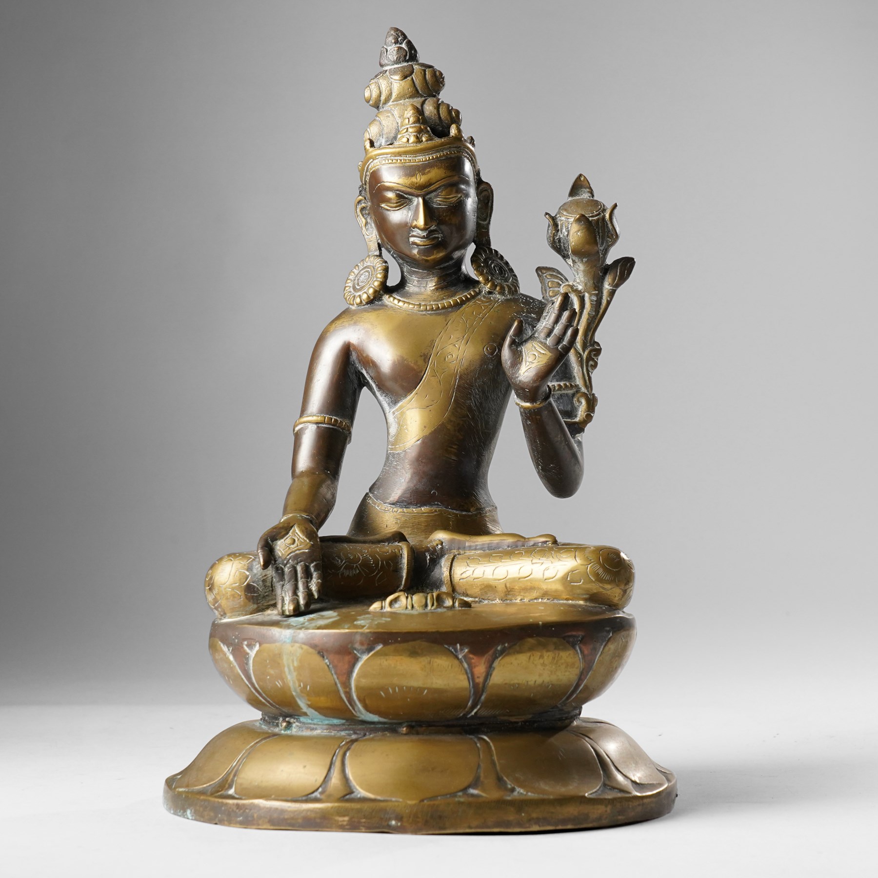 Gilt-bronze figure of Padmapani Lokeshvara, possibly Nepalese, H32cm