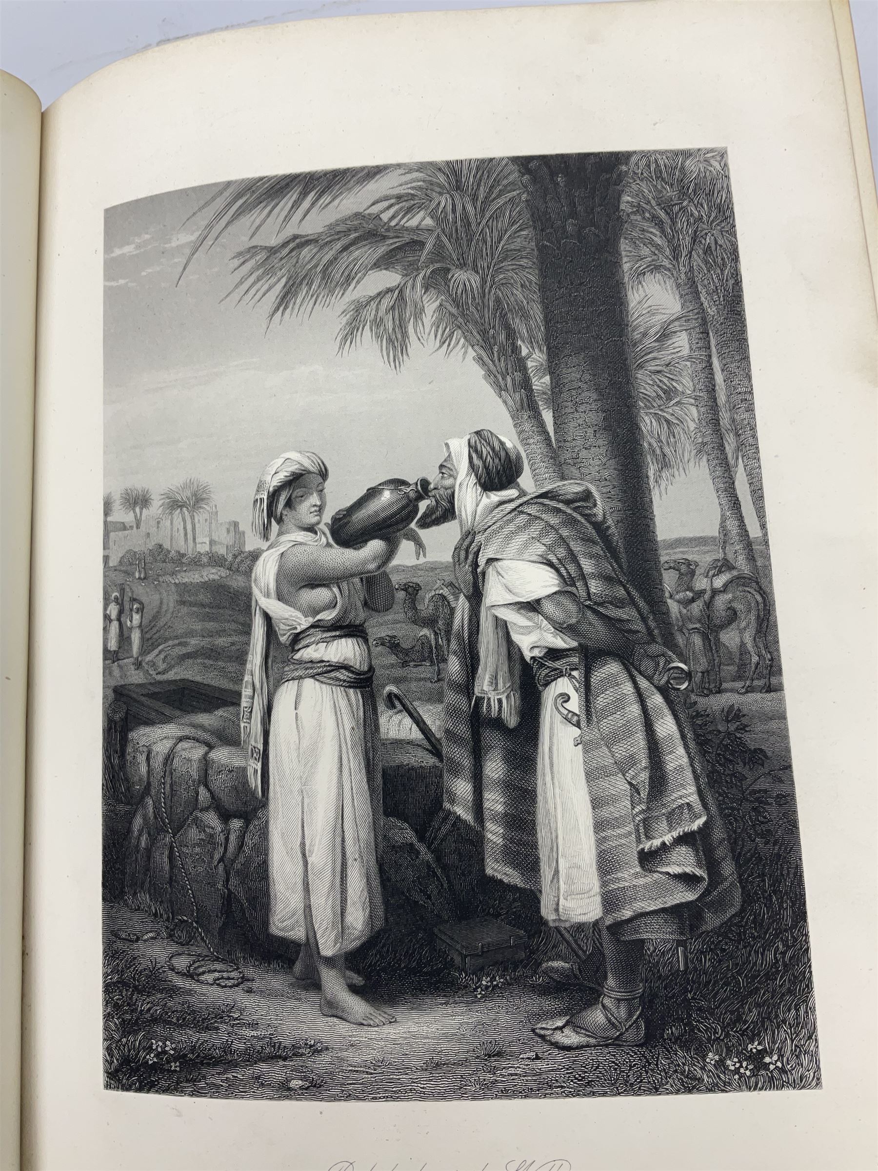 Victorian The Family Devotional Bible, by Rev Matthew Henry, pub. London and New York, The London Printing & Publishing Co, circa 1860, with steel engraving plates and gilt edges, L35cm