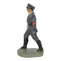 Elastolin DLV Standard Bearer together with DLV officer marching and Allgemeine SS man in greatcoat
