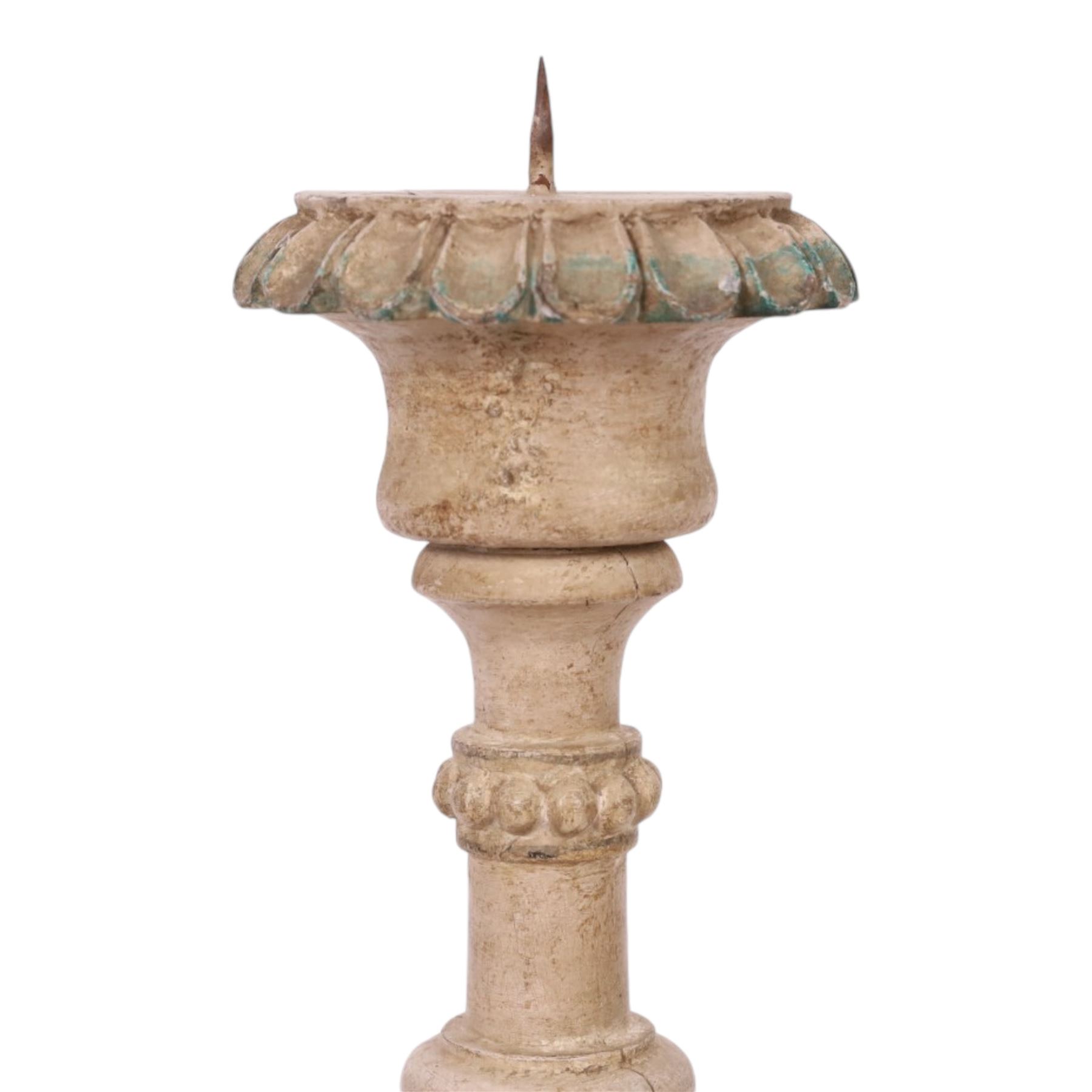 Indian Kerala carved wooden pricket candlestick, H71cm 