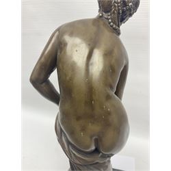 After Christopher Gabriel Allegrain (1710-1795),  Venus au bain, bronze, upon square plinth, Impressed F Barbedienne Fondeur, the base impressed C G Allegrain Fecit 1767, and bearing Barbedienne foundry seal, overall H51cm