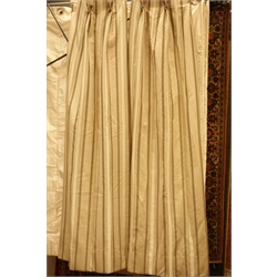  Pair Laura Ashley fabric pleated striped curtains with thermal lining, W170cm, Fall - 210cm  