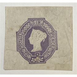 Great Britain Queen Victoria 1847-54 imperf six pence embossed stamp, unused, previously mounted
