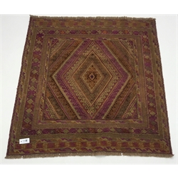  Gazak purple ground rug, repeating border, 125cm x 116cm  