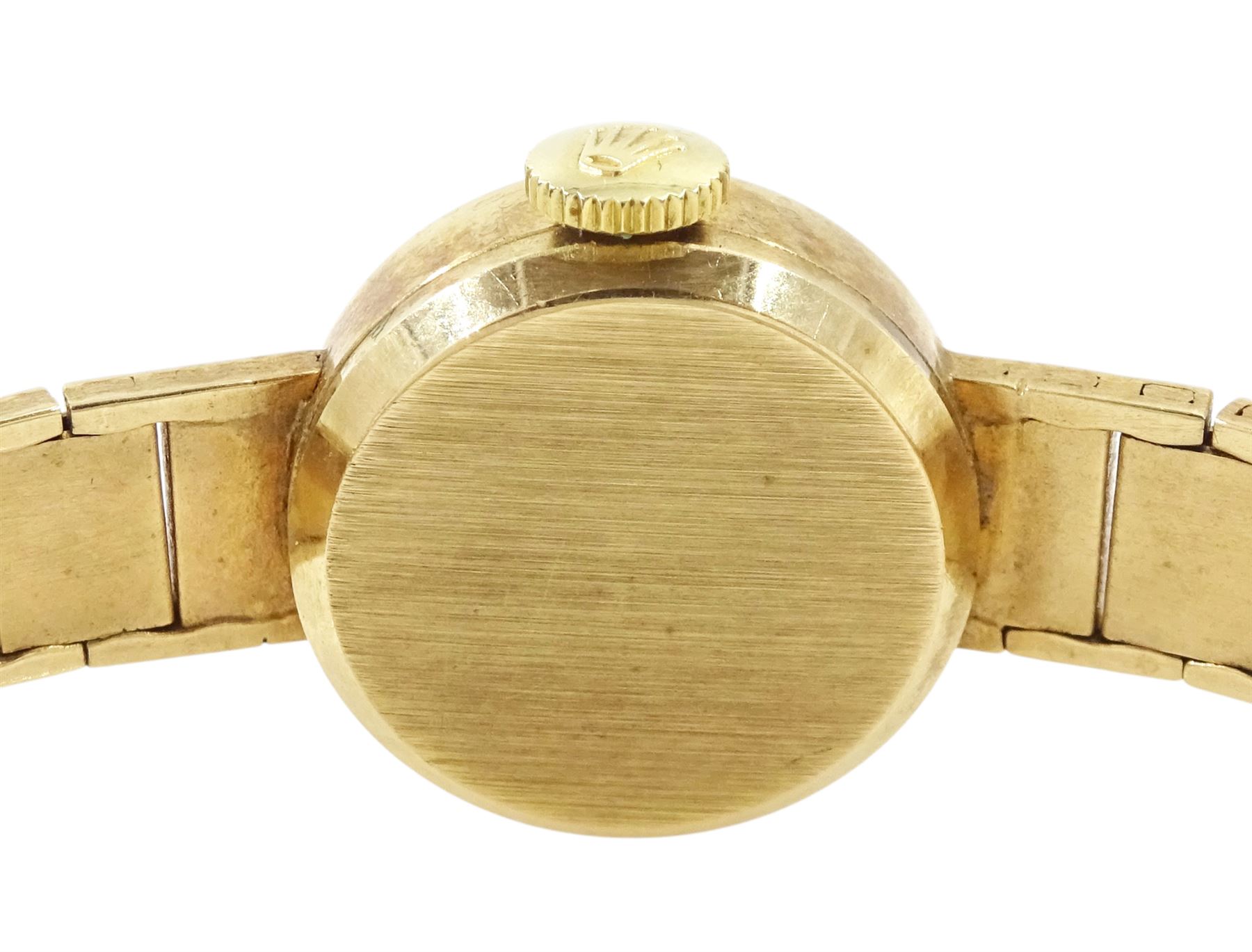 Rolex Precision ladies 9ct gold manual wind wristwatch, Cal. 1401, silvered dial with baton hour markers, the integral bracelet and case  by D Shackman & Sons, London 1965, boxed with guarantee