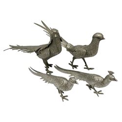Set of four metal bird figures, largest L35cm