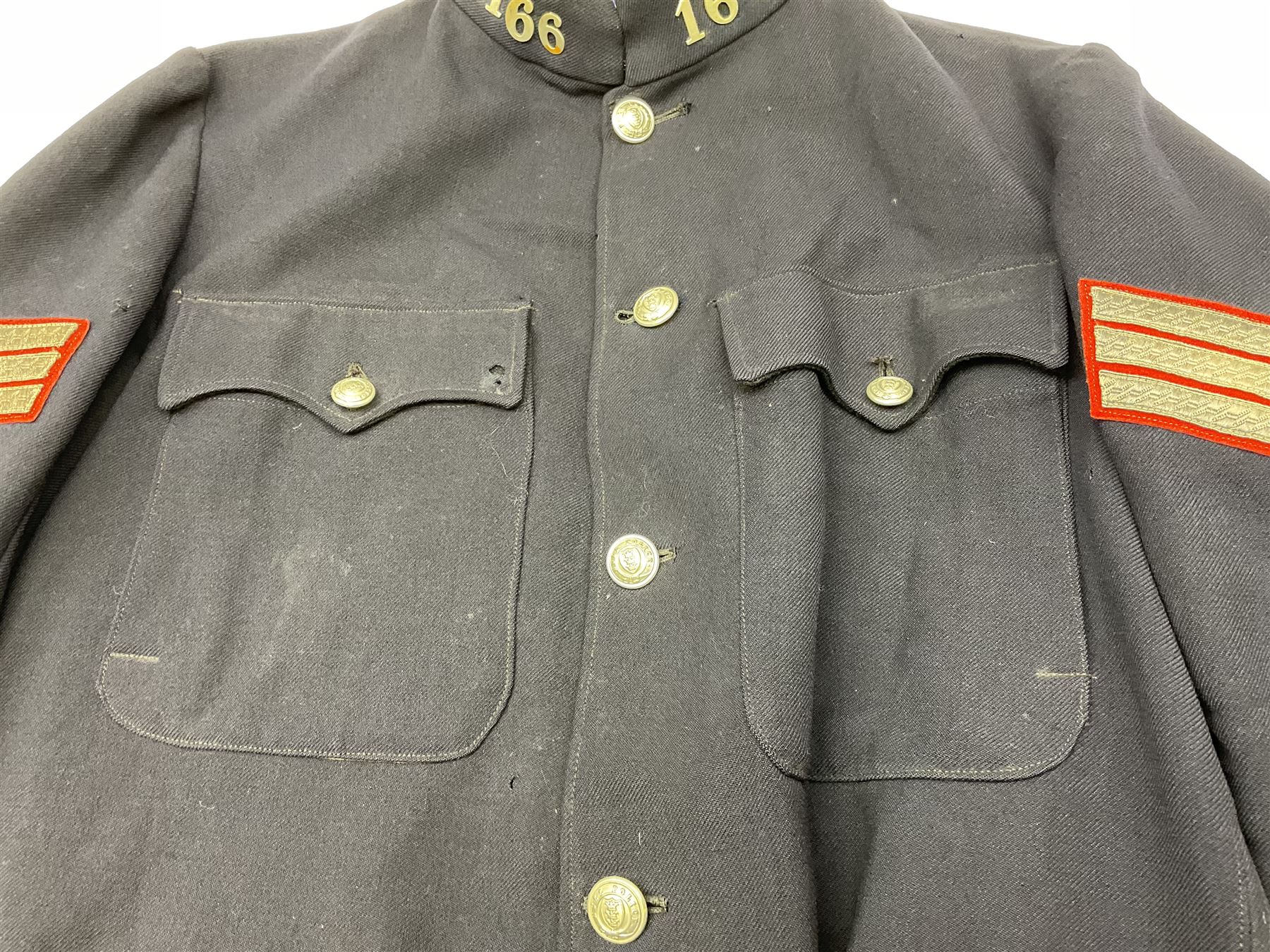 Hull City Police - vintage tunic with matching cape, collar no.H460; another tunic with WW2 medal ribbon bar; early sergeant's tunic; and later sergeant's tunic (5)