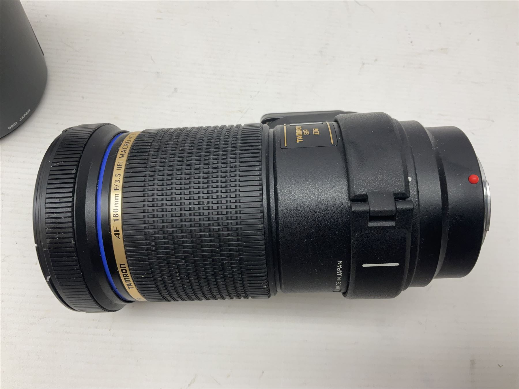 Nikon 'ED AF Micro Nikkor 200mm 1:4D' lens, Tamron 'SP Di AF 180mm 1;3.5 Macro1:1' lens, serial no 501075 and Tamron 'AF 70-300mm 1:4-5.6 Tele-Macro (1:2) ' lens, serial no 305906  
