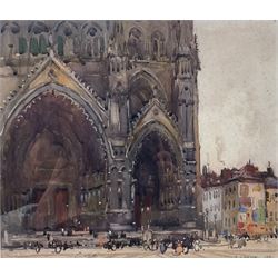 Frederick (Fred) Lawson (British 1888-1968): Amiens Cathedral, watercolour signed and date...