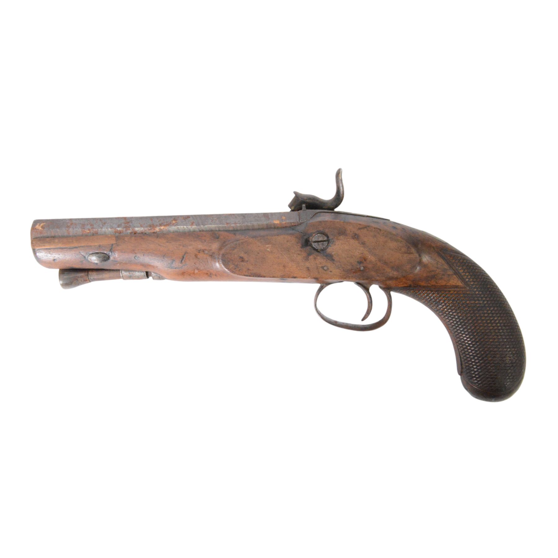 19th Century percussion belt pistol by Smith with, 6