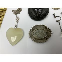 9ct gold 'Grandma' necklace and 'Special nan' pendant, Pinnacle open face gold plated pocket watch, Seiko quartz wristwatch and silver jewellery including Victorian brooches, etc