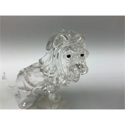 Swarovski Crystal 'Lion Standing on a Rock' figure from the 'Rare Encounters' collection, no.269337, with fitted box and carboard sleeve