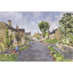 Angus Bernard Rands (British 1922-1985): Village Haystacks and Trees, three pastels signed, largest 44cm x 70cm (3)