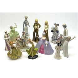 A group of assorted figures, to include Royal Crown Derby The Classic Collection Persephone, Franklin Porcelain Marianne The Minuet, and Sophie The Allemande, Continental examples, etc. 