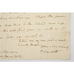 A folder of 19th and 20th century political ephemera including autographed letter by Thomas Cooper 1856, political author and proponent of Chartism for which he was imprisoned, letter from Sir Francis Burdett M.P. proponent of universal male suffrage, letters from the staff of LNWR offering to act as Special Constables in case of riots 1848, 'The Chartist's Riots at Newport 1839' second edition 1889, copy 'The Black Dwarf' 1969 and other items