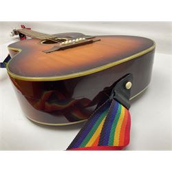 German Hoyer twelve-string acoustic guitar with metallic paper label L106cm; and Indonesian Yamaha F-310 acoustic guitar (2)