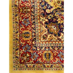  Kashmir style beige ground rug, central medallion with floral field and repeating border, 230cm x 160cm  