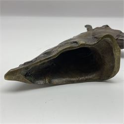 After Sydney March, bronze figure of horses head, wupon a wooden plinth, H17cm