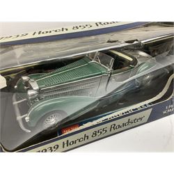 Sun Star - five 1:18 scale die-cast models comprising Ford Lincoln 2000 Limousine Millenium Edition; TX1 London Taxi Cab 1998; 1972 Datsun 240Z; 1939 Horch 855 Roadster; and Mercedes-Benz 350 SL; all boxed (5)