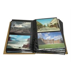 Album of Victorian and later Postcards, including WWII silk embroidered postcards, various ships, cartoons etc 