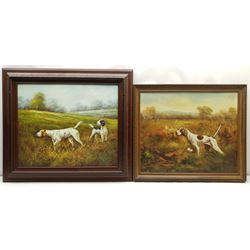 English School (20th century): German Pointers Hunting, oil on canvas and oil on board unsigned max 50cm x 60cm
