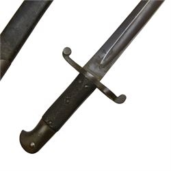 WWII Martini Henry bayonet, with 57cm blade, in steel mounted leather scabbard, together with another WWII bayonet